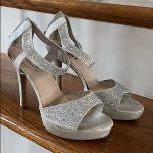 Prom/ pageant sparkly silver heels